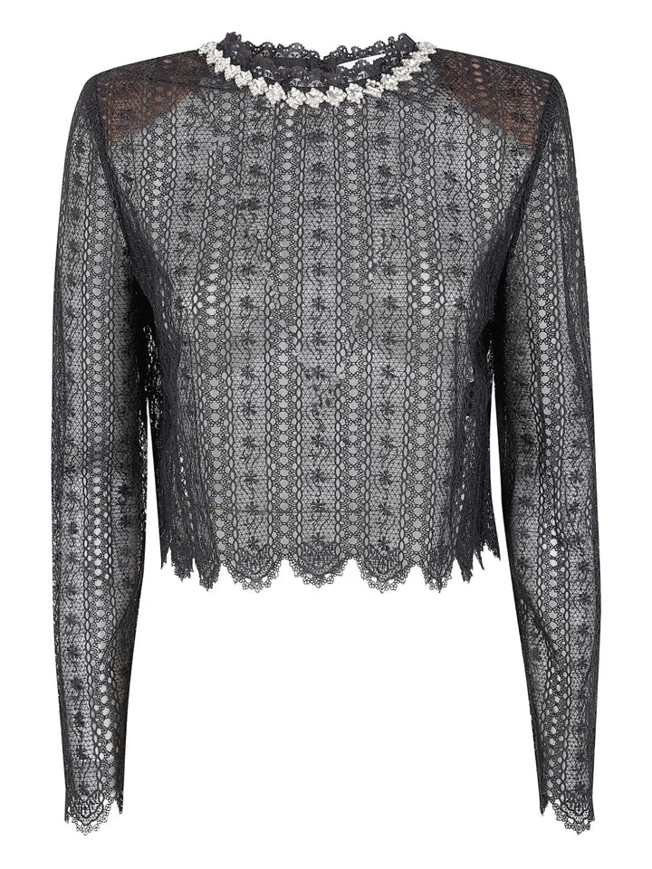 Black Organza Lace Top