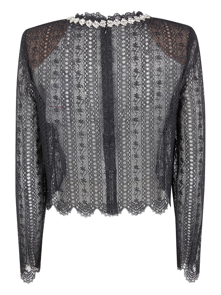 Black Organza Lace Top