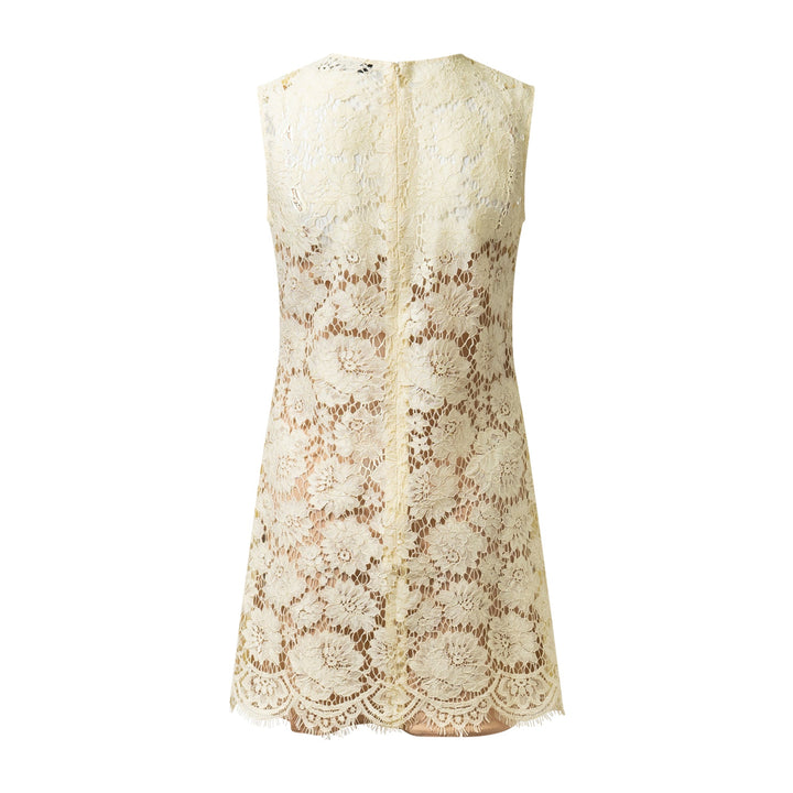 Yellow Fine Lace Mini Dress