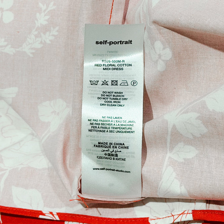 Red Floral Cotton Midi Dress