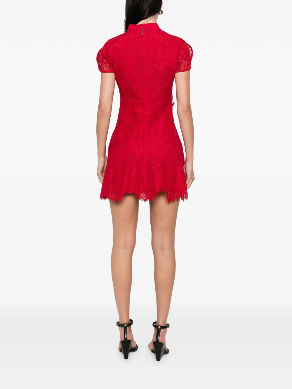 Red Fine Lace Mini Dress