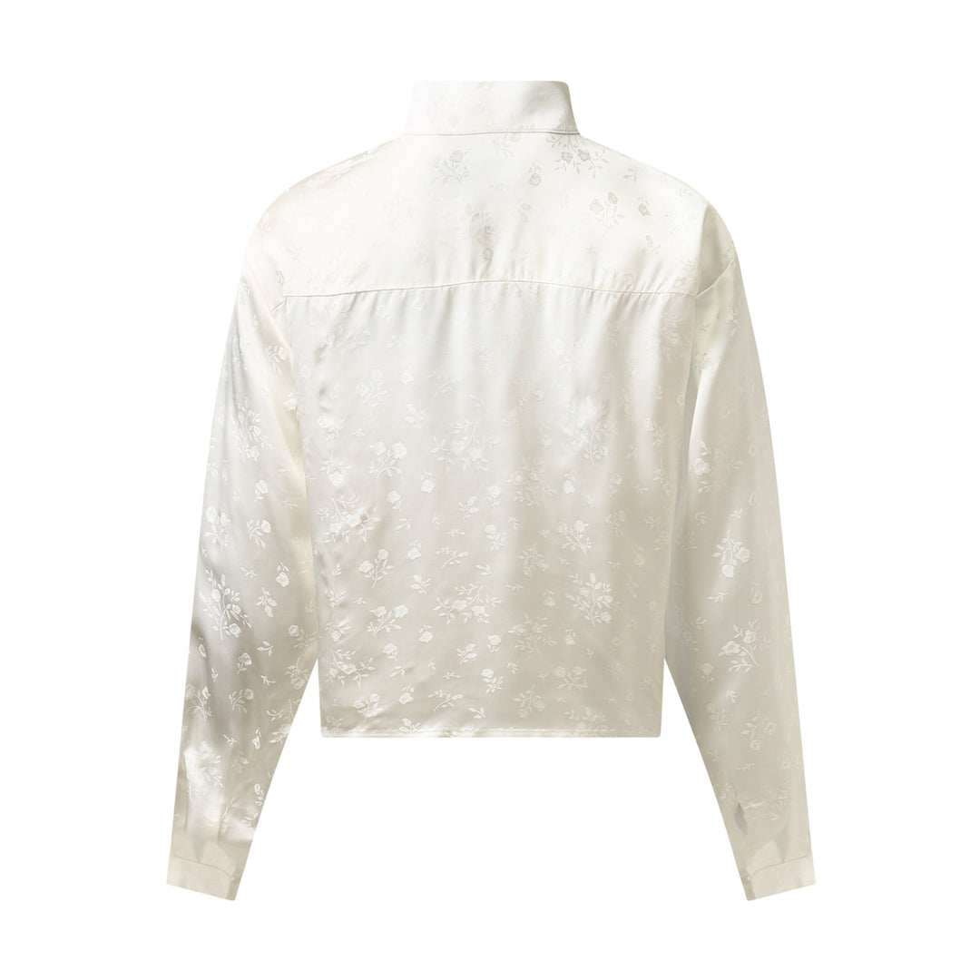 Cream Satin Jacquard Blouse