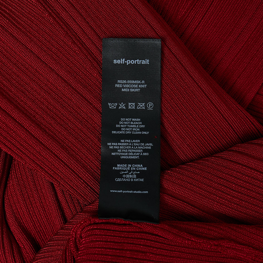Red Viscose Knit Midi Skirt