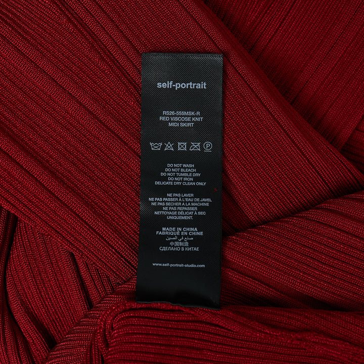 Red Viscose Knit Midi Skirt