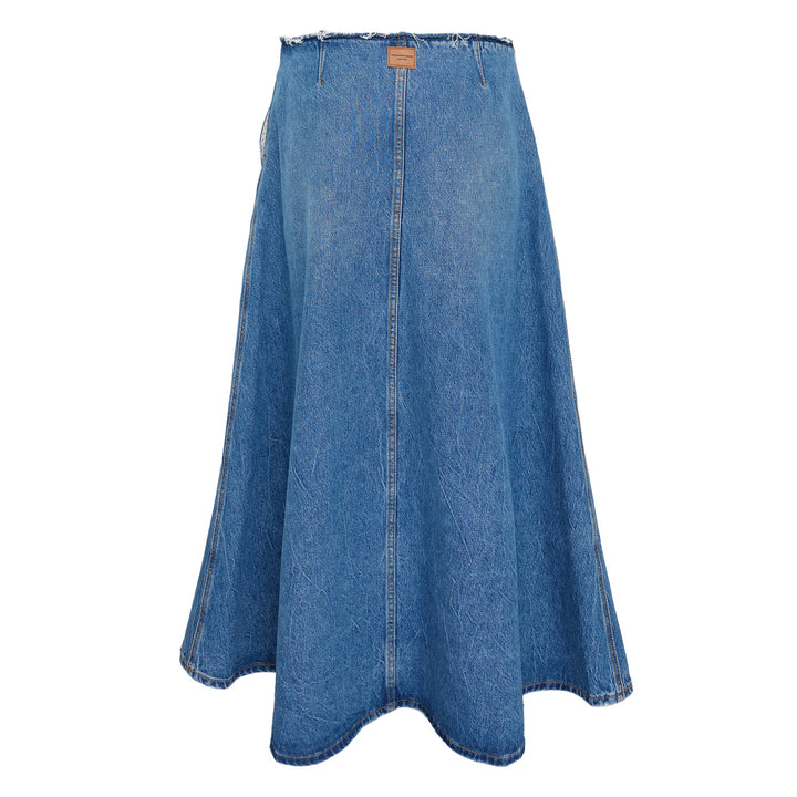 A-Line Denim Skirt Midi