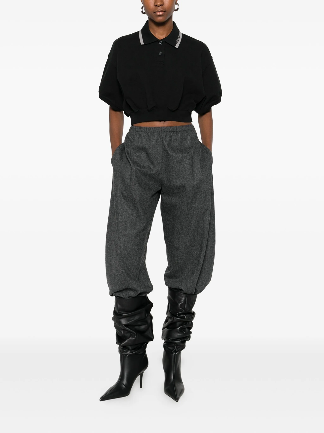 Relaxed Cropped Cinched Polo