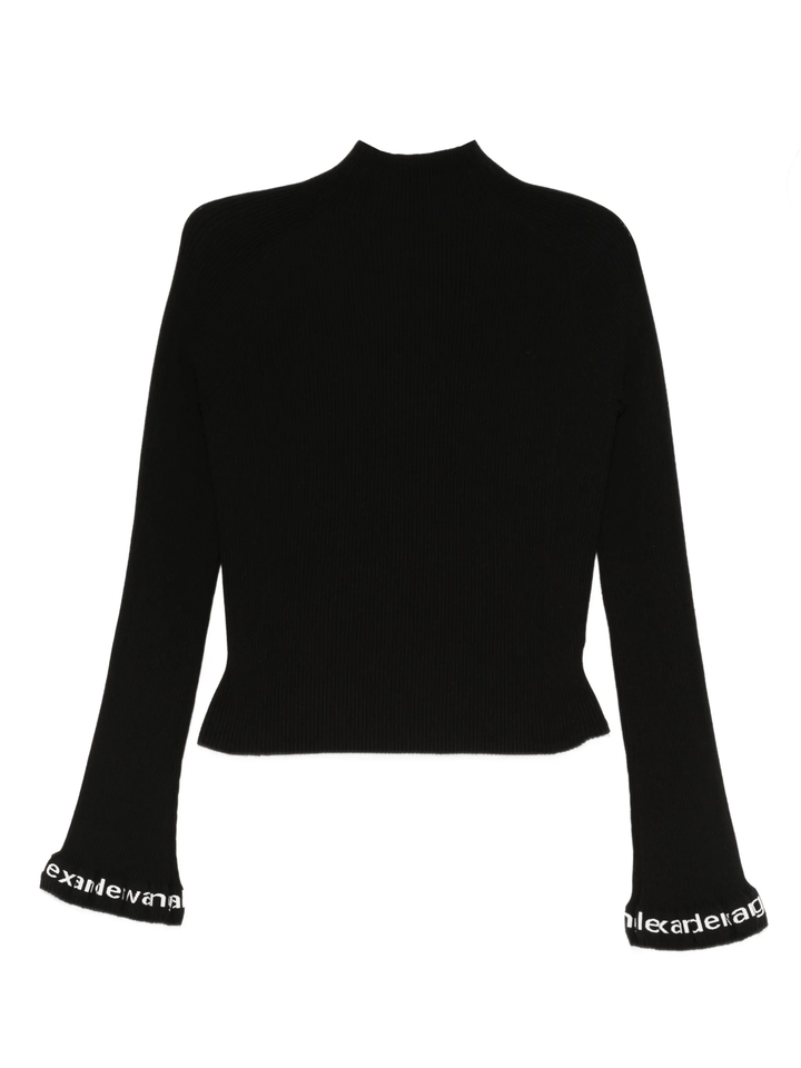 Long-Sleeve Ruffle-Hem Turtleneck