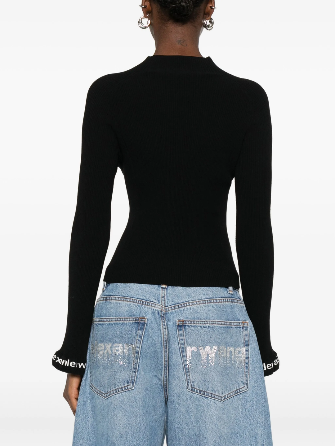 Long-Sleeve Ruffle-Hem Turtleneck