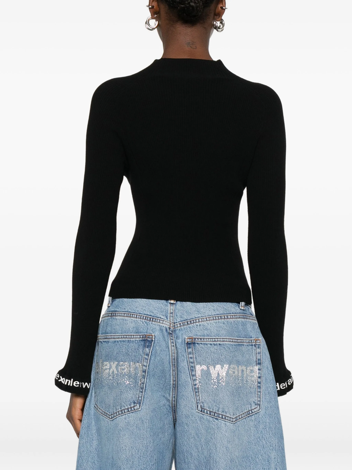 Long-Sleeve Ruffle-Hem Turtleneck