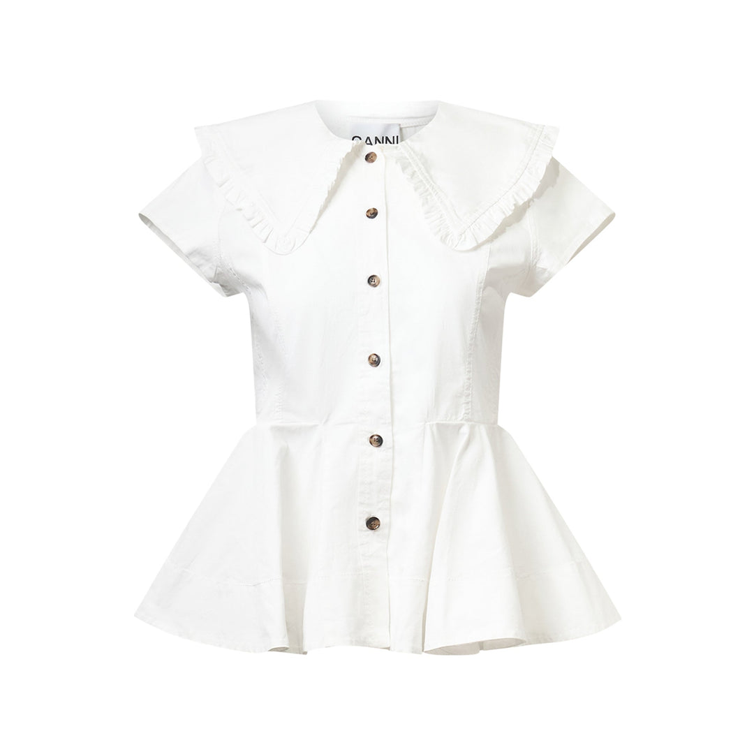Stretch Cotton Peter Pan Collar Top
