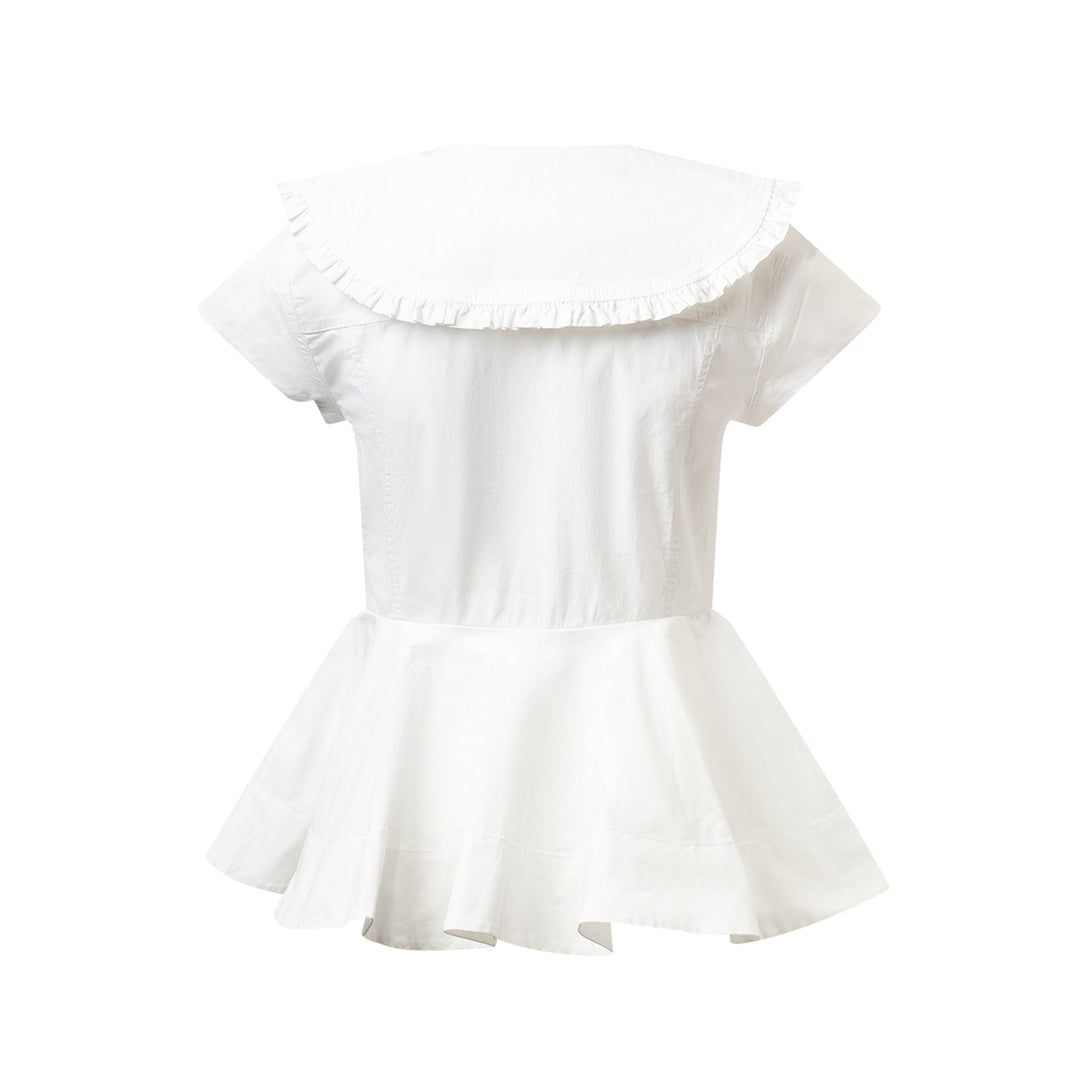 Stretch Cotton Peter Pan Collar Top