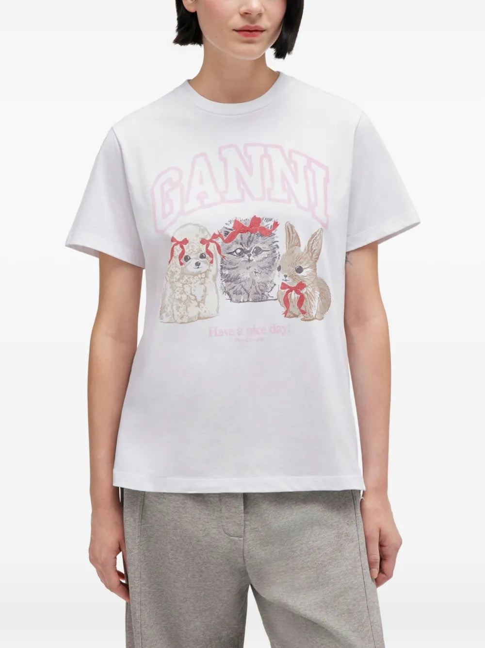 Basic Cotton Jersey Cute Animals T-Shirt