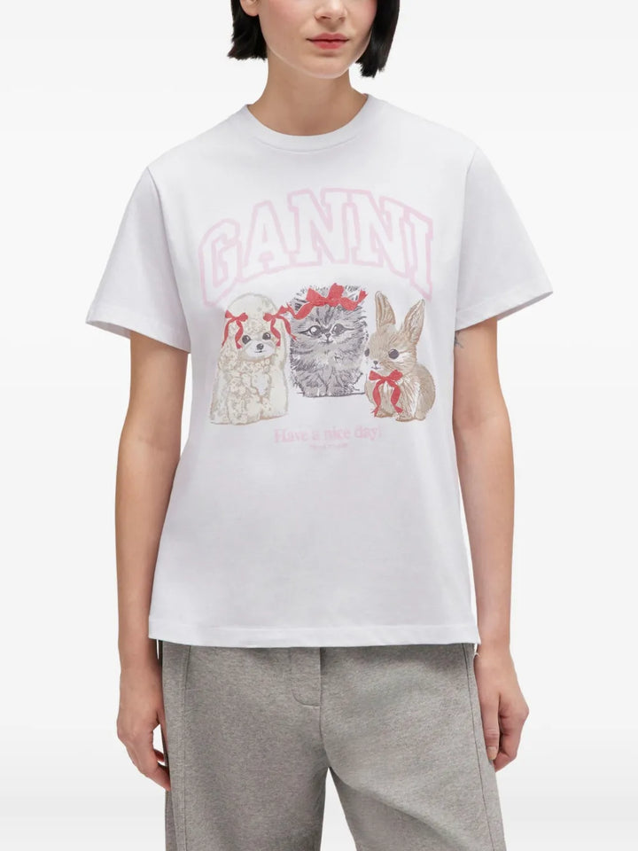 Basic Cotton Jersey Cute Animals T-Shirt