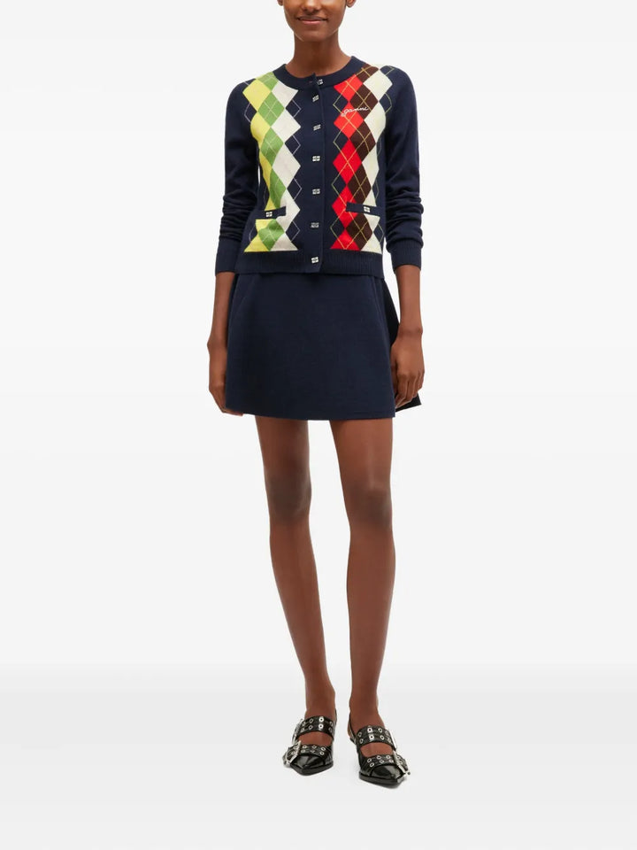 Cashmere Wool Mix Argyle Cardigan