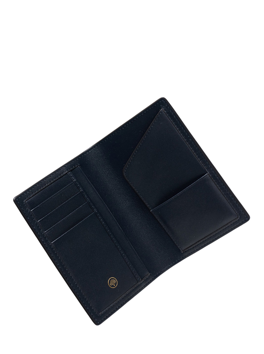 Mulberry Passport Cover in forest green pebbled leather with gold-tone embossed branding, front view - view 3