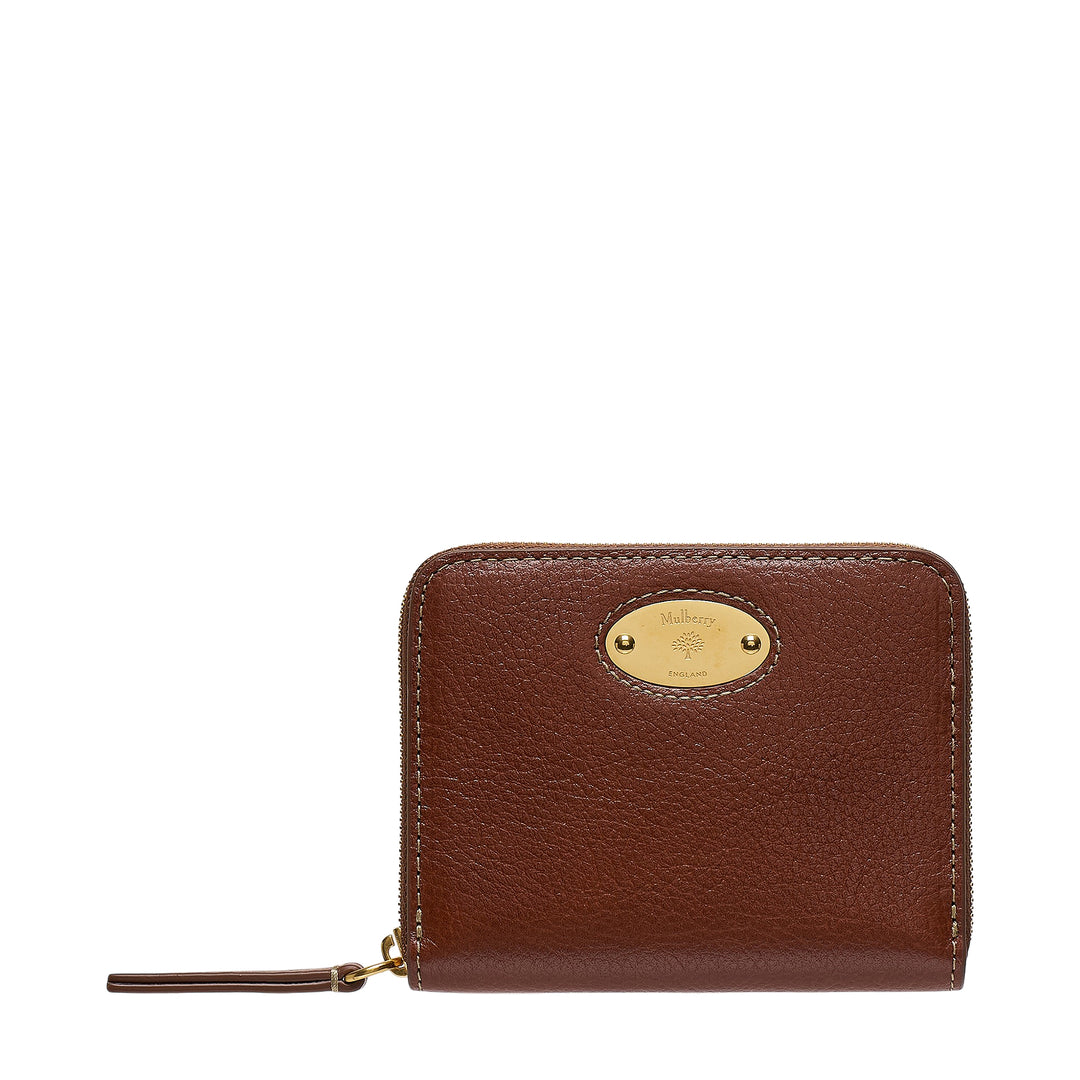 Mulberry Plaque Small Zip Around Purse Natural Vegetable Tanned