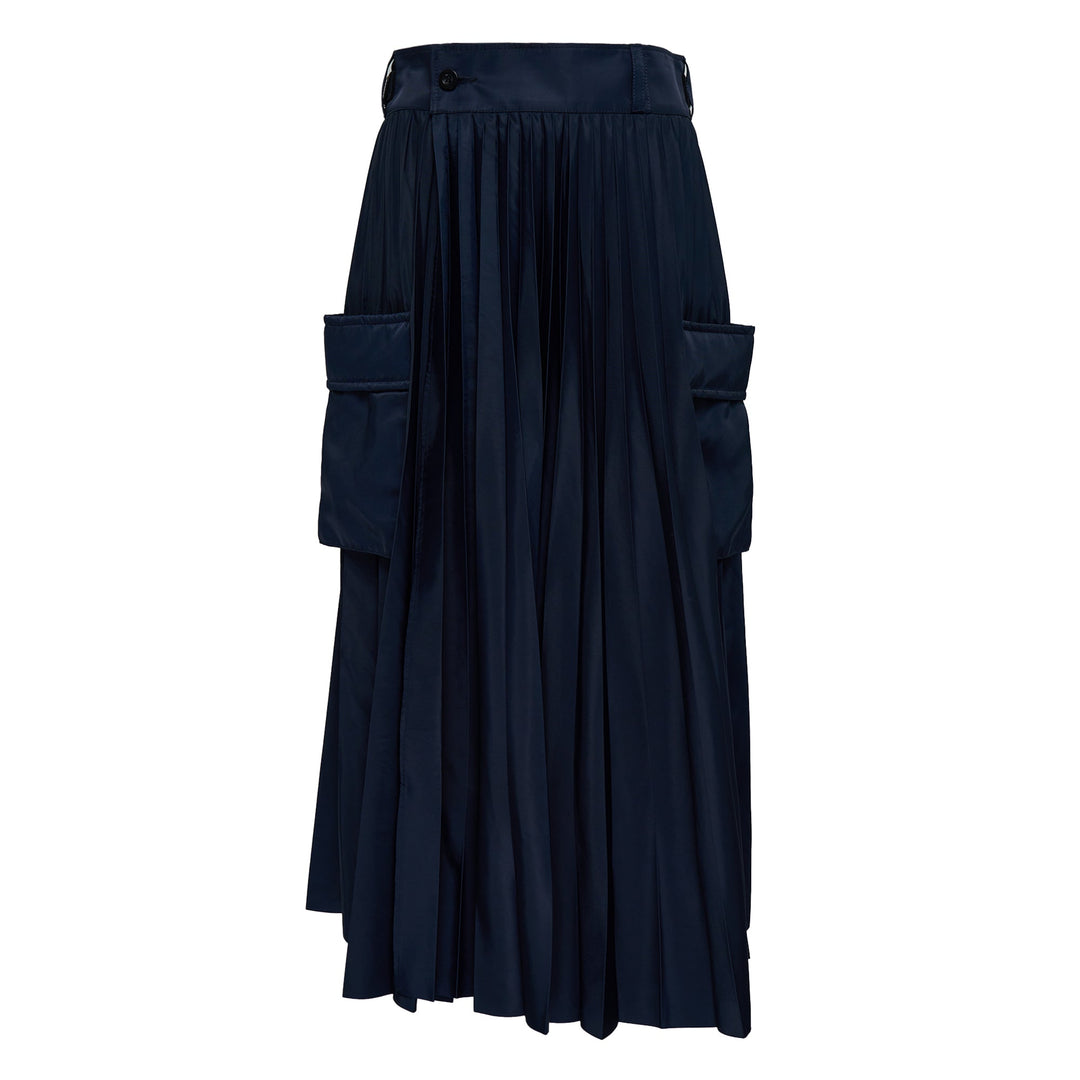 Nylon Twill Pleated Cargo Skirt
