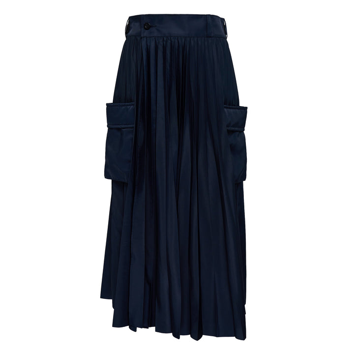 Nylon Twill Pleated Cargo Skirt