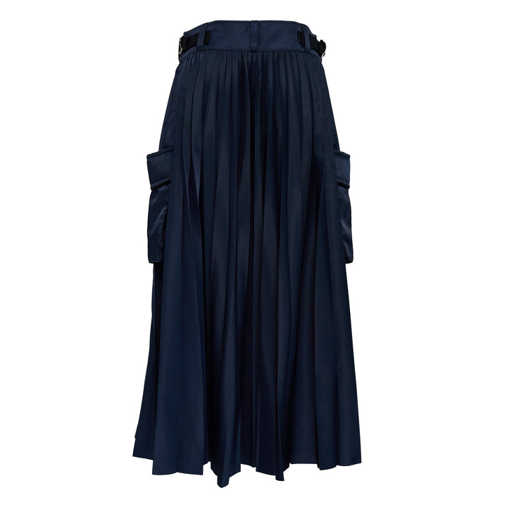 Nylon Twill Pleated Cargo Skirt