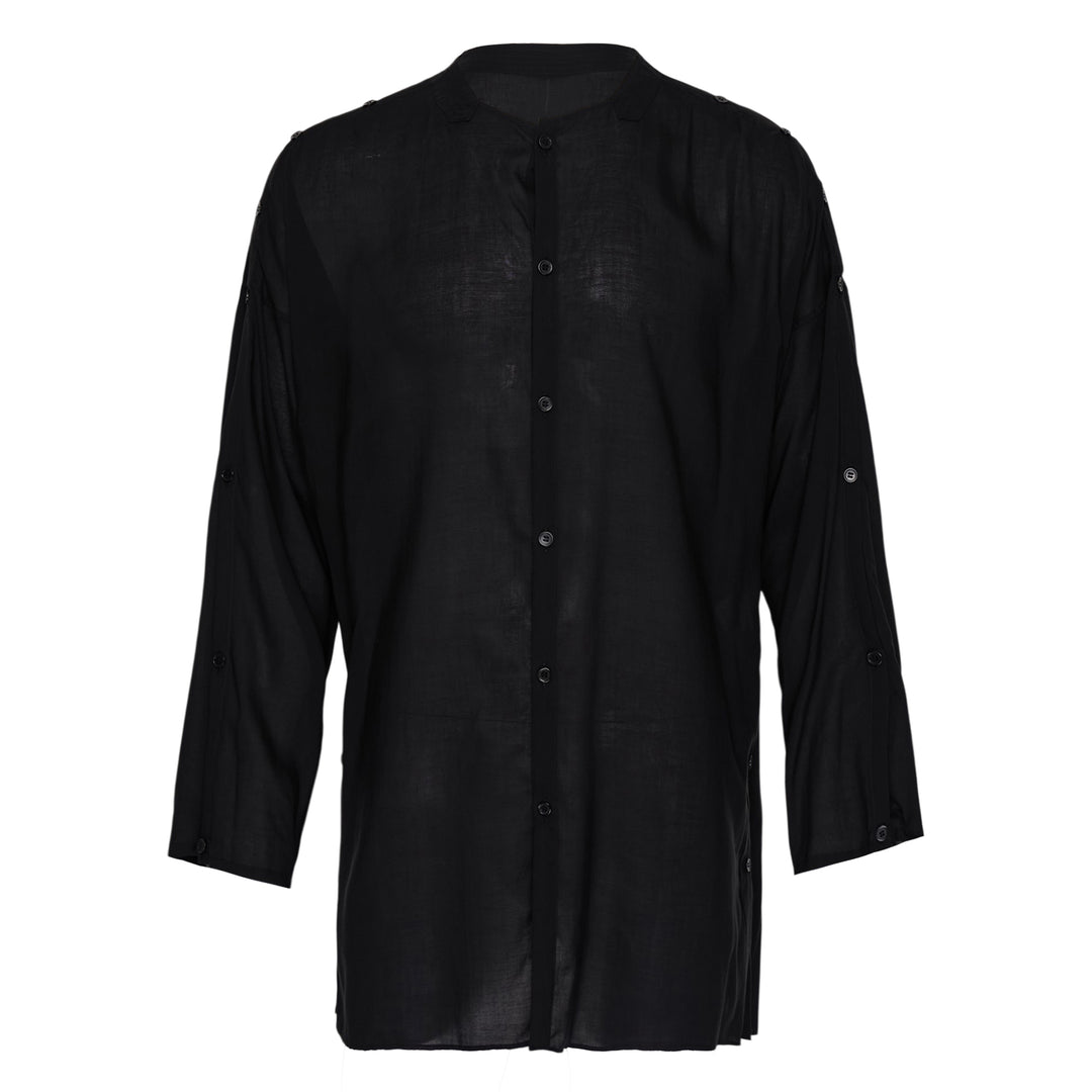 Collarless Button Up Shirt