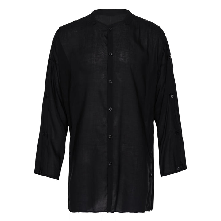 Collarless Button Up Shirt