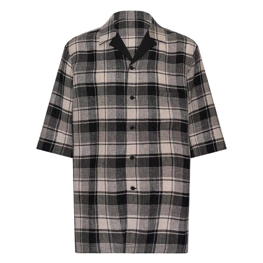 Plaid Paneled Short Sleeve Shirt