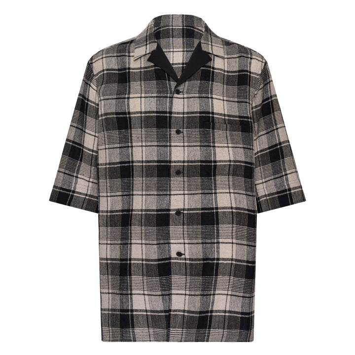 Plaid Paneled Short Sleeve Shirt