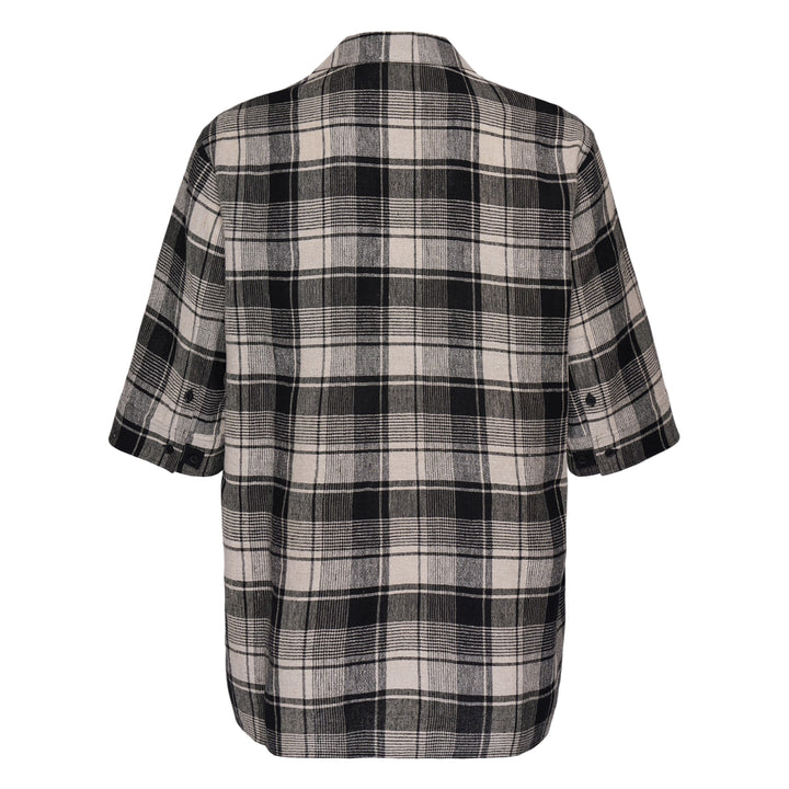 Plaid Paneled Short Sleeve Shirt