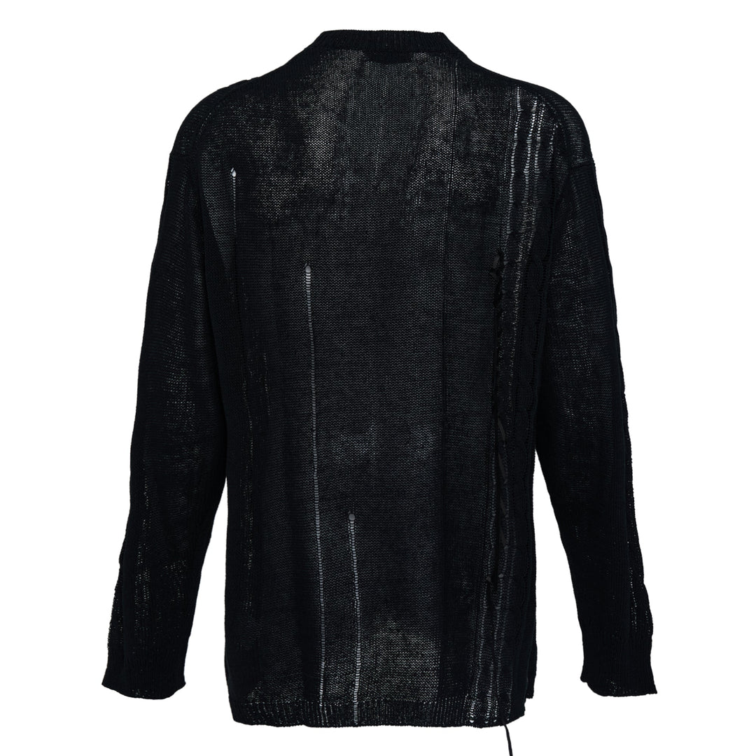 Round Neck Leather Pullover