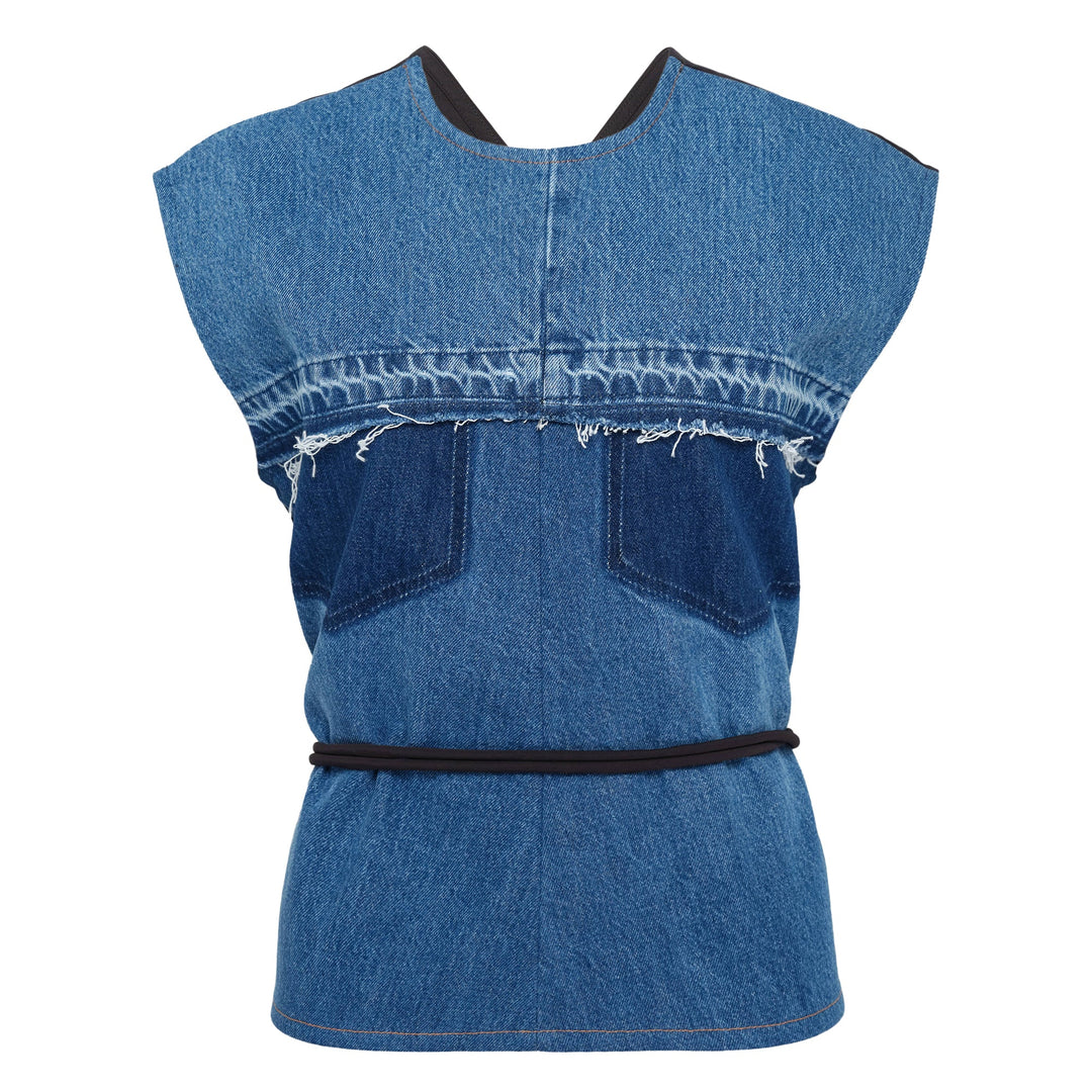 Contrasting Denim Top