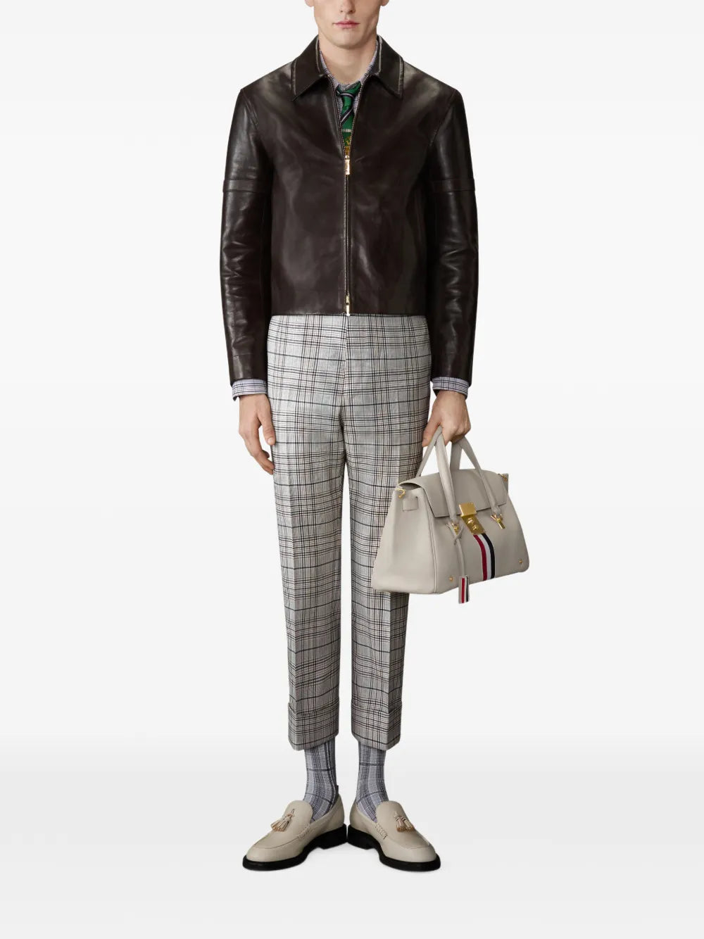 Thom Browne Zip Front Leather Jacket - view 2