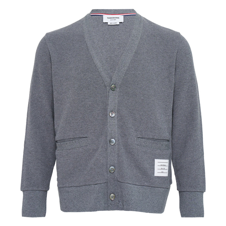 V Neck Cardigan With 4 Bar Intarsia