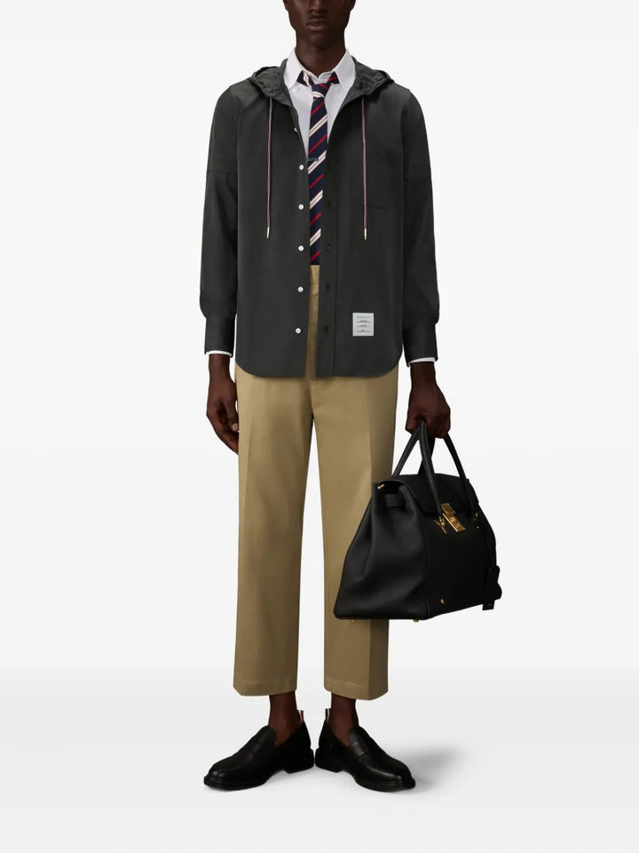 Hooded Straight Fit Long Sleeve Shirt