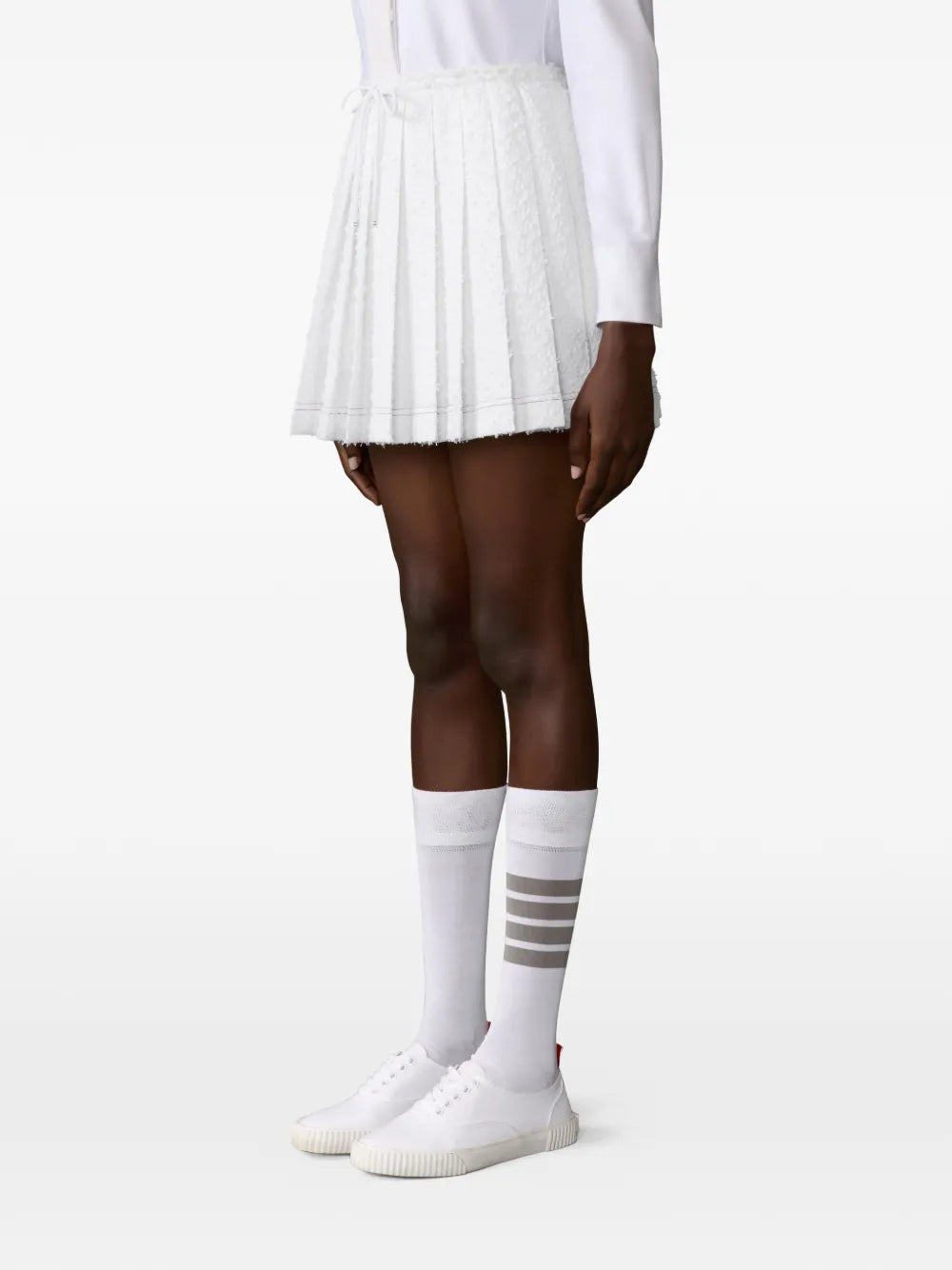Mini Length Drawstring Pleated Skirt