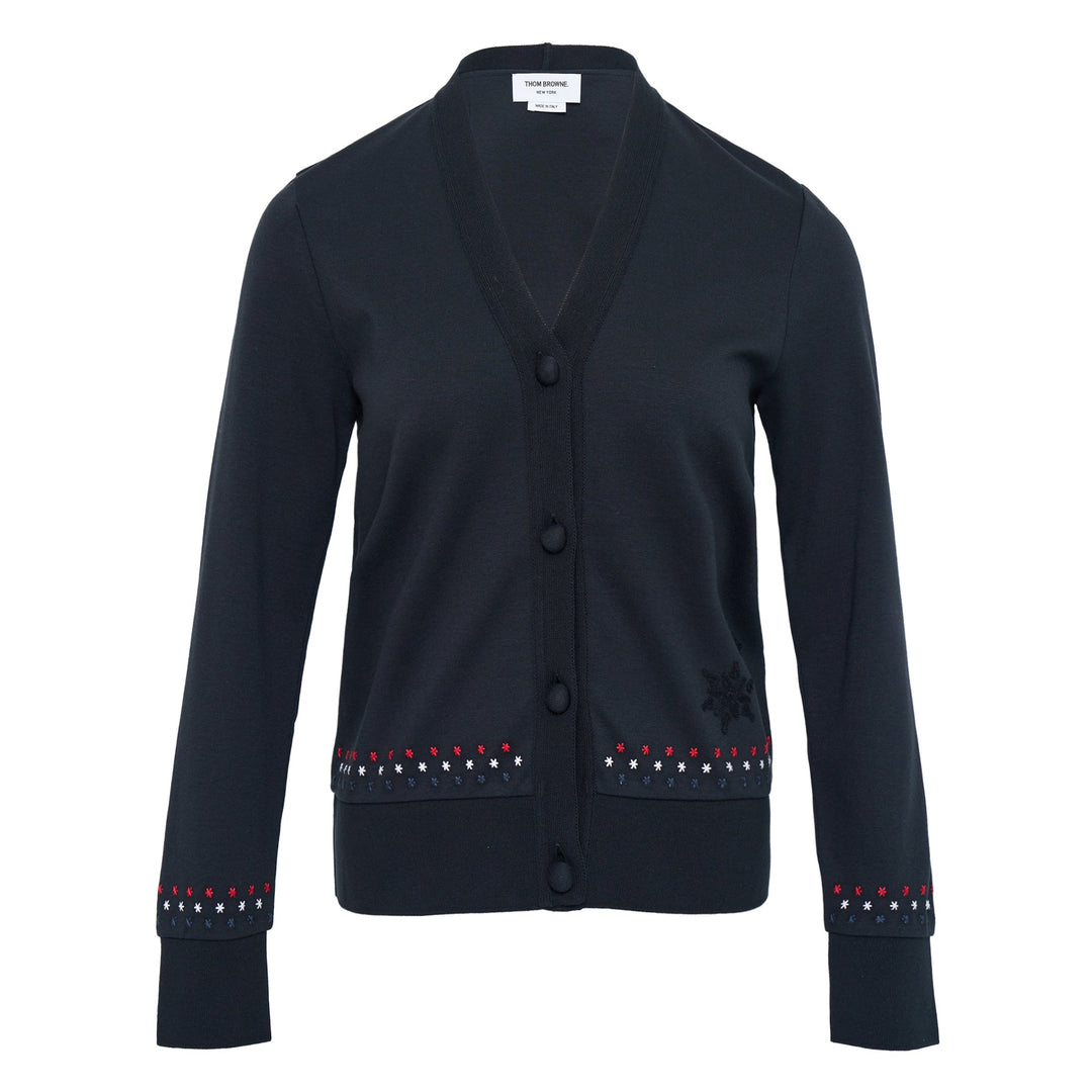 V Neck Cardigan With Snowflake