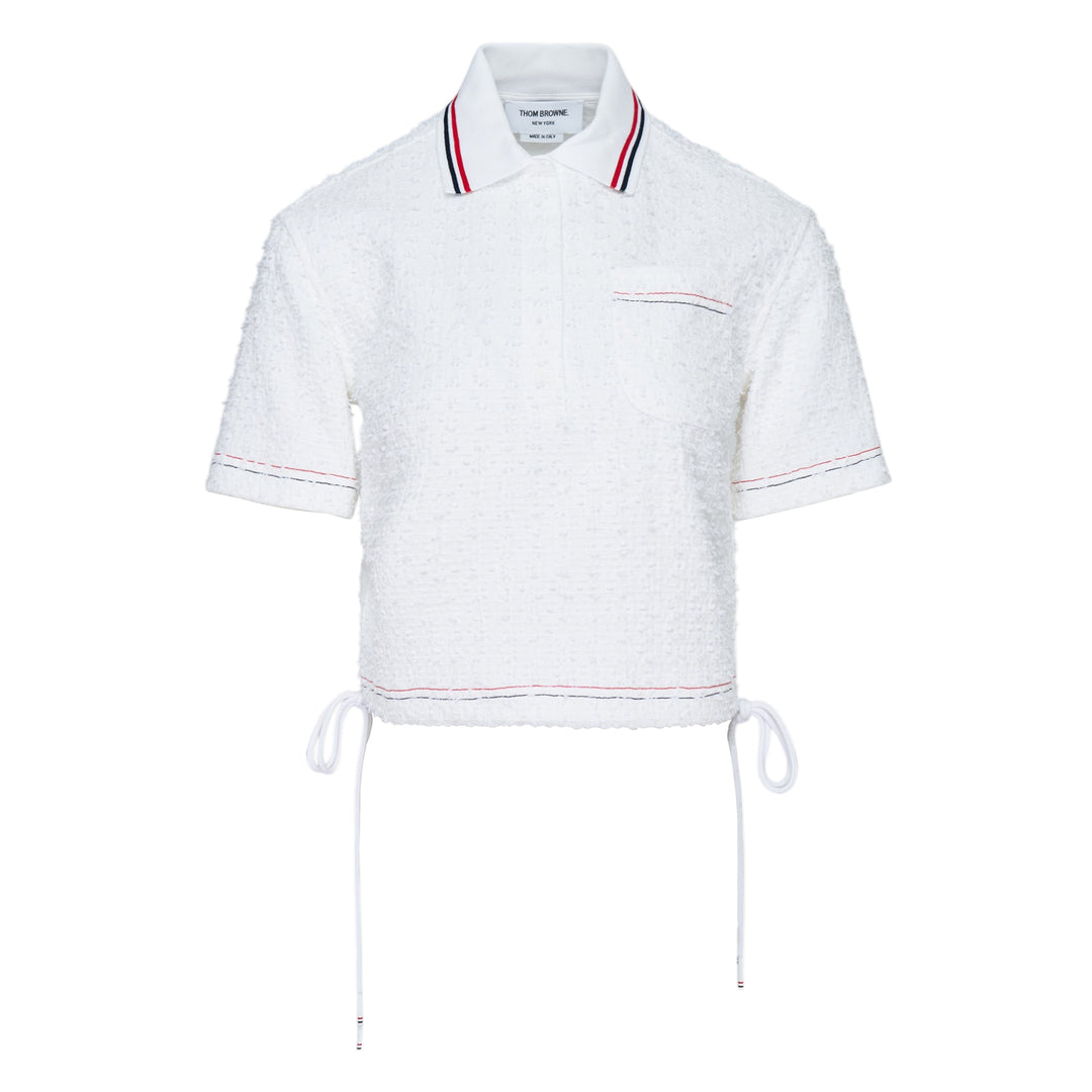 Drawstring Hem Polo Top