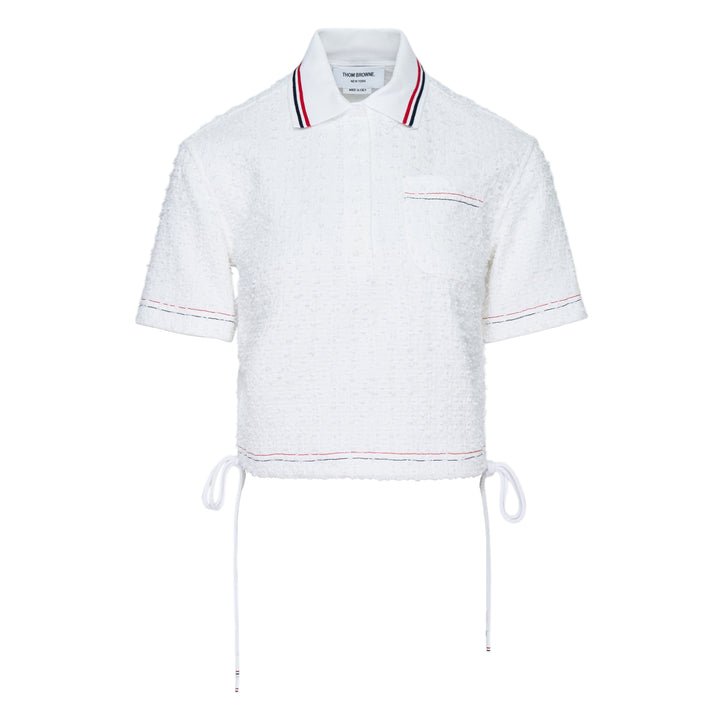 Drawstring Hem Polo Top