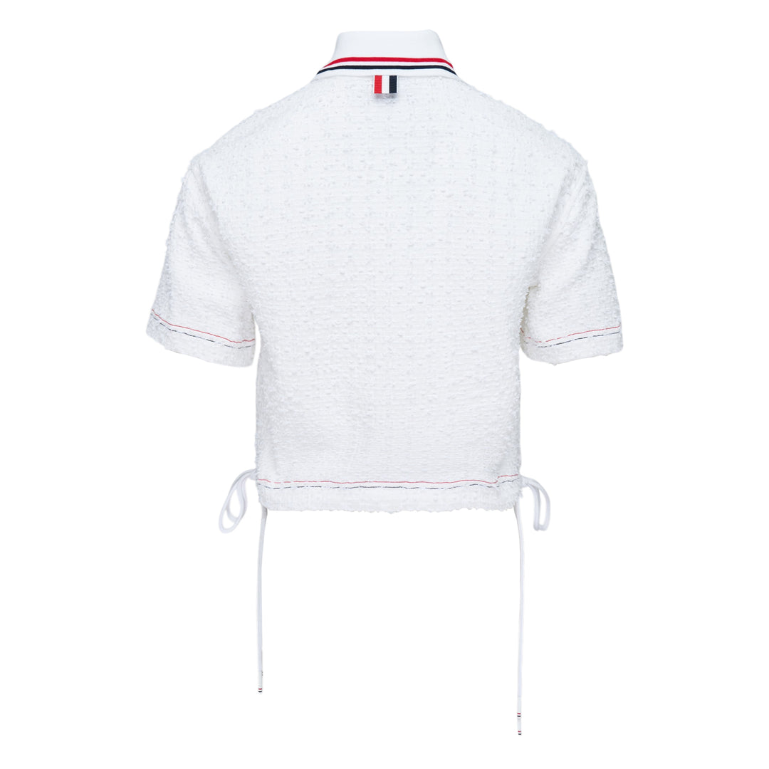 Drawstring Hem Polo Top