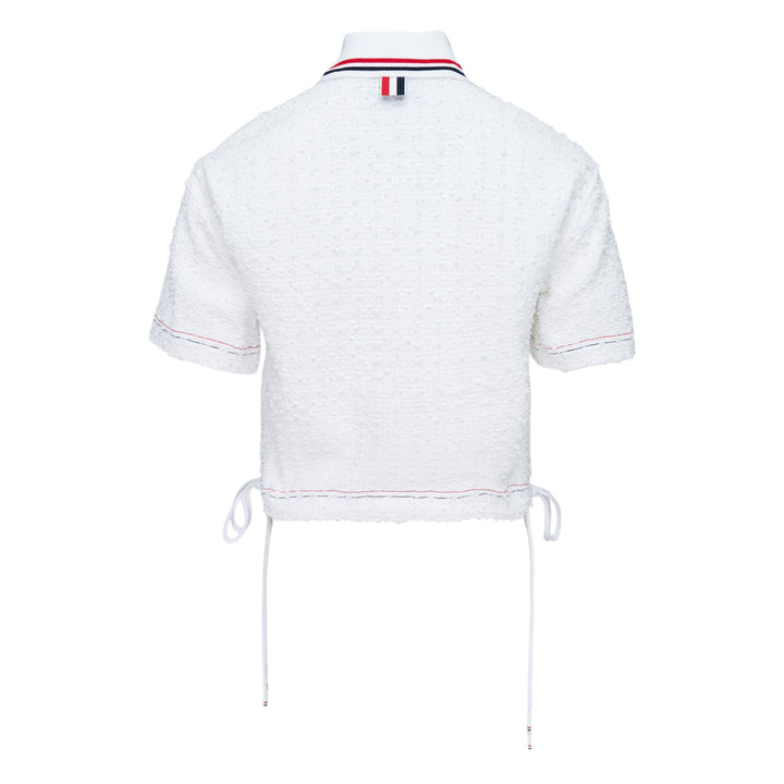 Drawstring Hem Polo Top