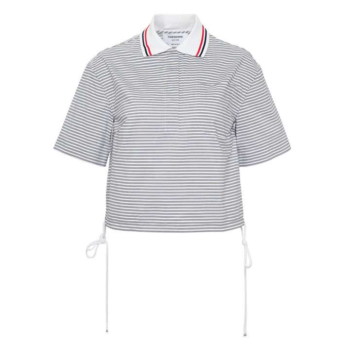 Drawstring Hem Polo Top