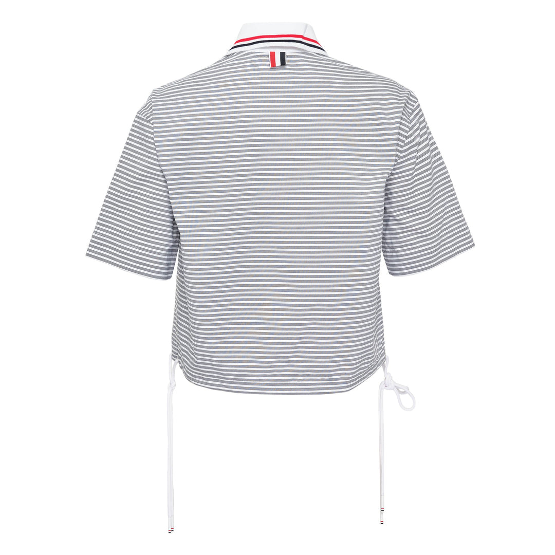 Drawstring Hem Polo Top