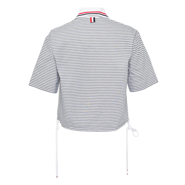 Drawstring Hem Polo Top