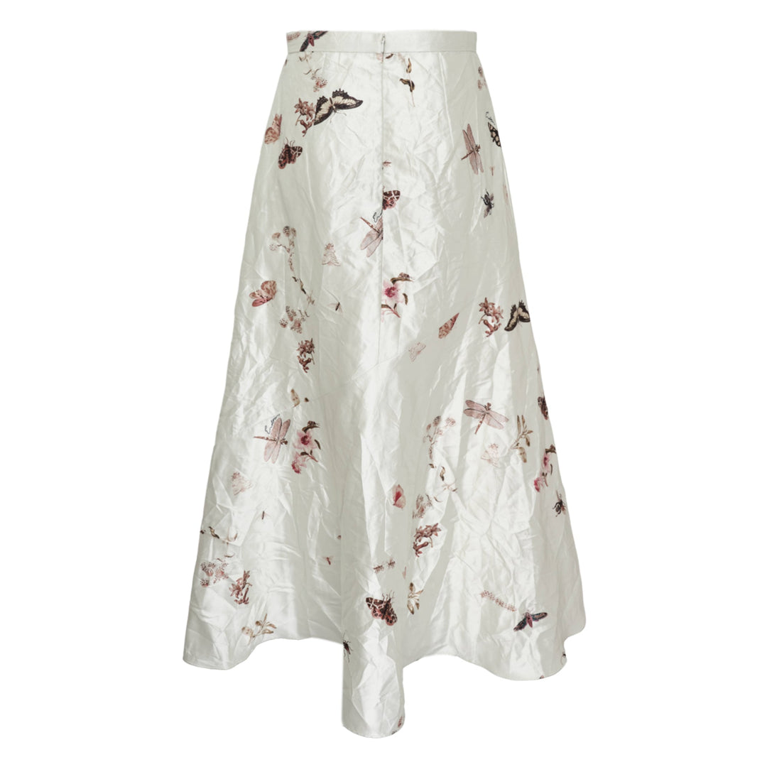 A-Line Midi Textured Satin Skirt