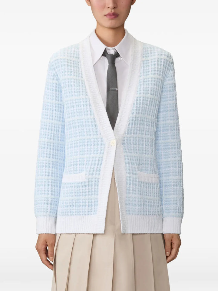 All Over Tuck Stitch Tweed Cardigan