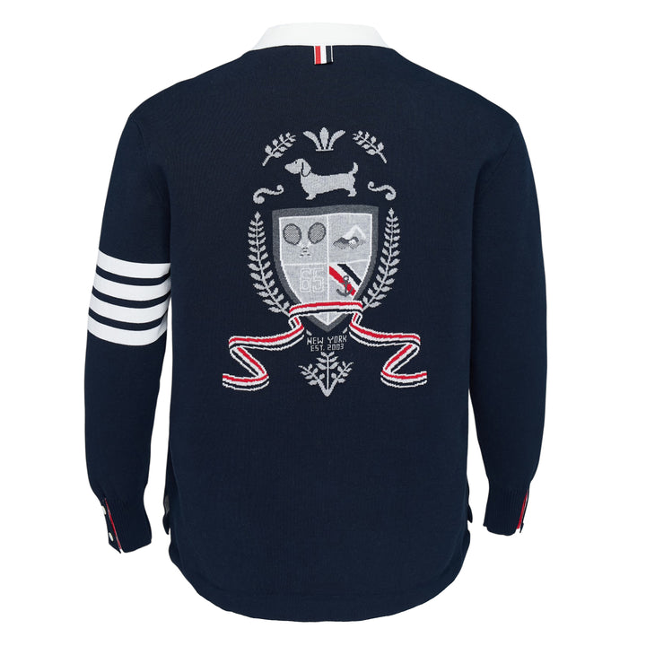 Crest Intarsia Jacquard Rugby Fit Cardigan