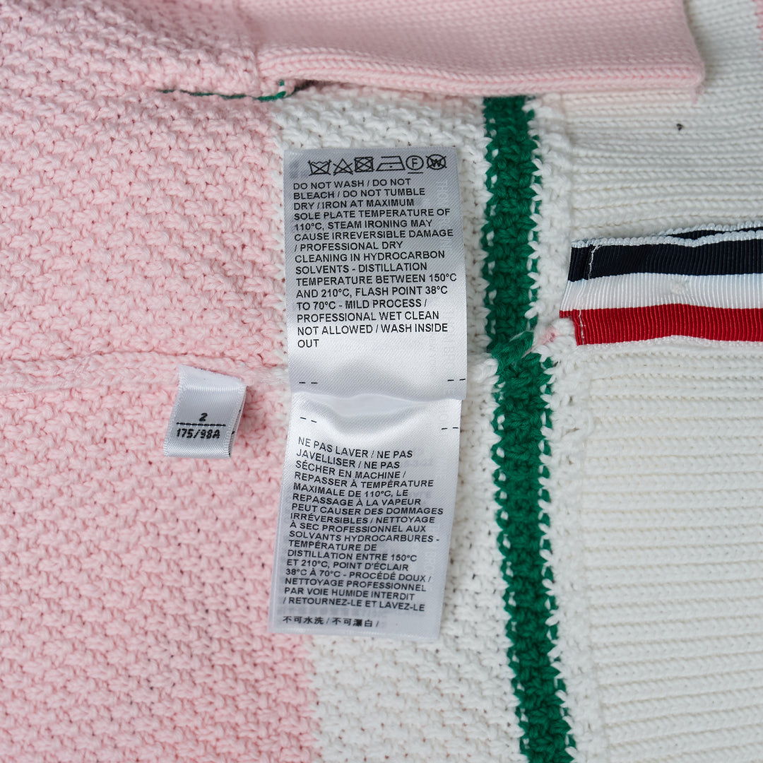 Classic Stripe Seed Stitch V Neck Cardigan