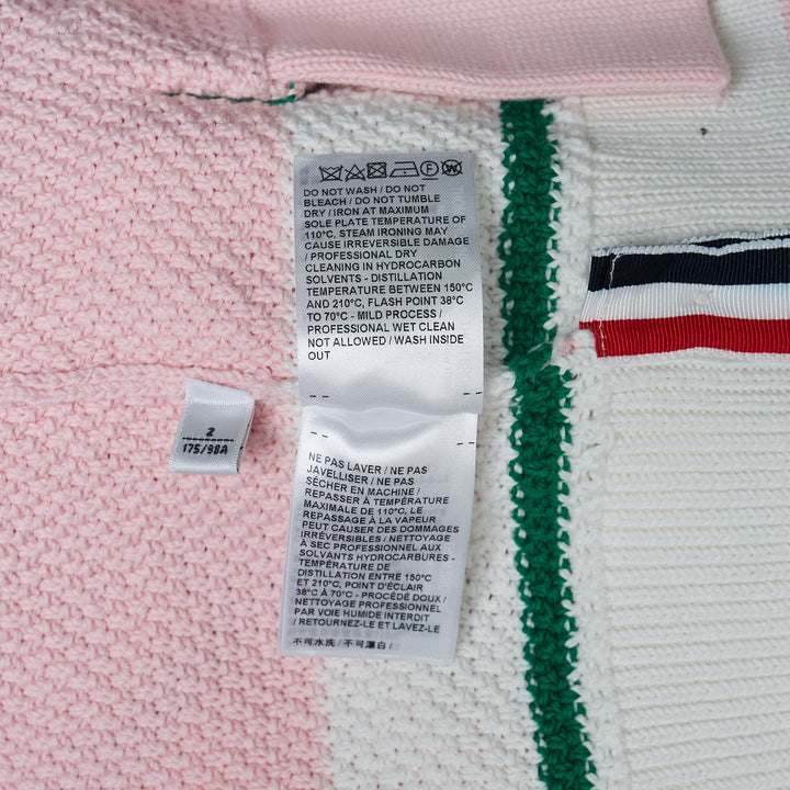 Classic Stripe Seed Stitch V Neck Cardigan