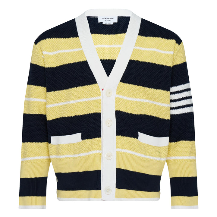 Classic Stripe Seed Stitch V Cardigan