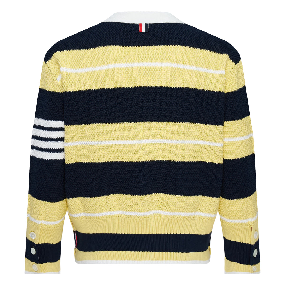 Classic Stripe Seed Stitch V Cardigan
