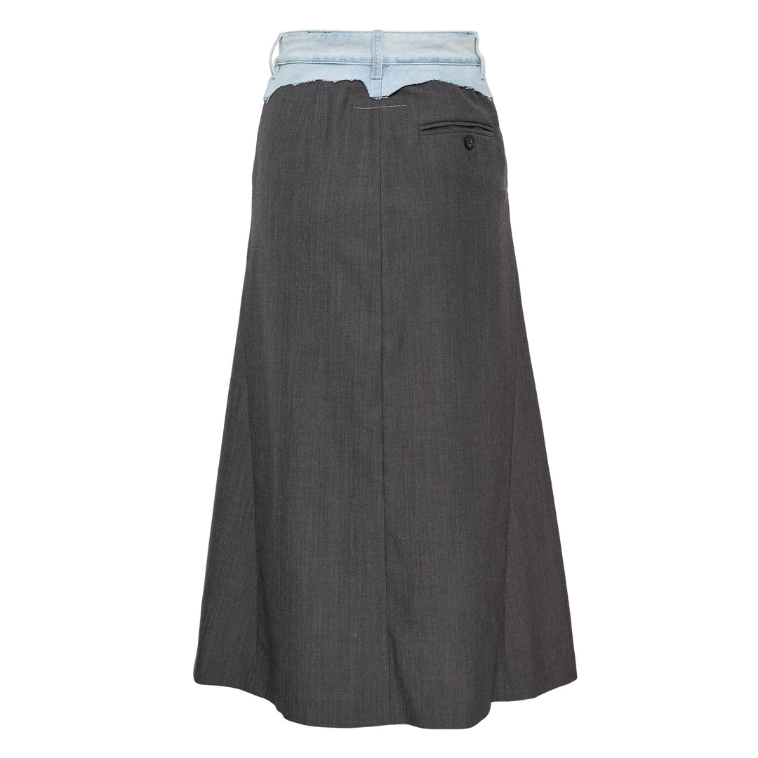 Long Tailoring Wool Canvas Skirt